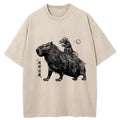 Kyoto-Lion Mouse Riding A Capybara Washed T-Shirt