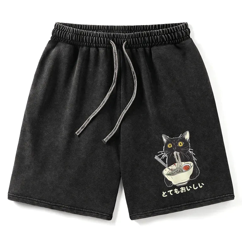 Vintage Japanese Cat Shorts for Summer