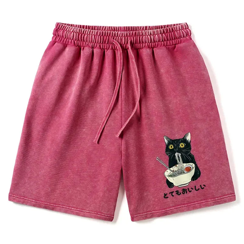Vintage Japanese Cat Shorts for Summer