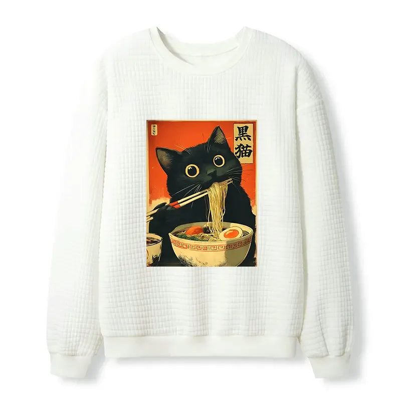 Japanese retro ramen cat sweatshirt