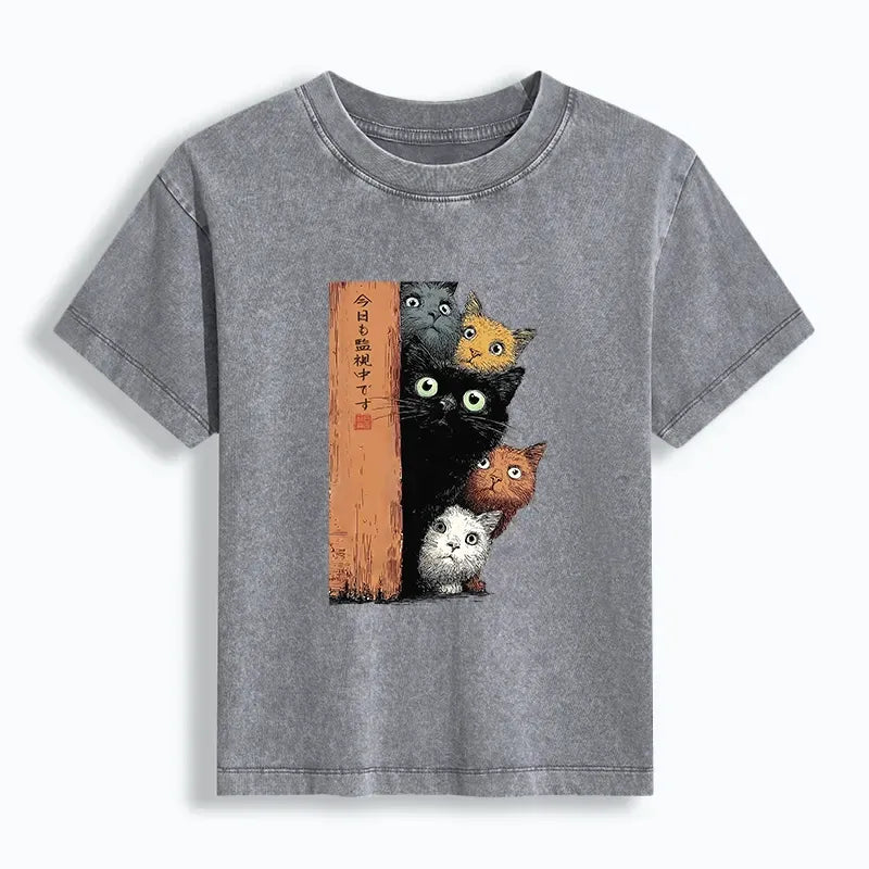 Five Cats Watching You Japanese T-Shirt