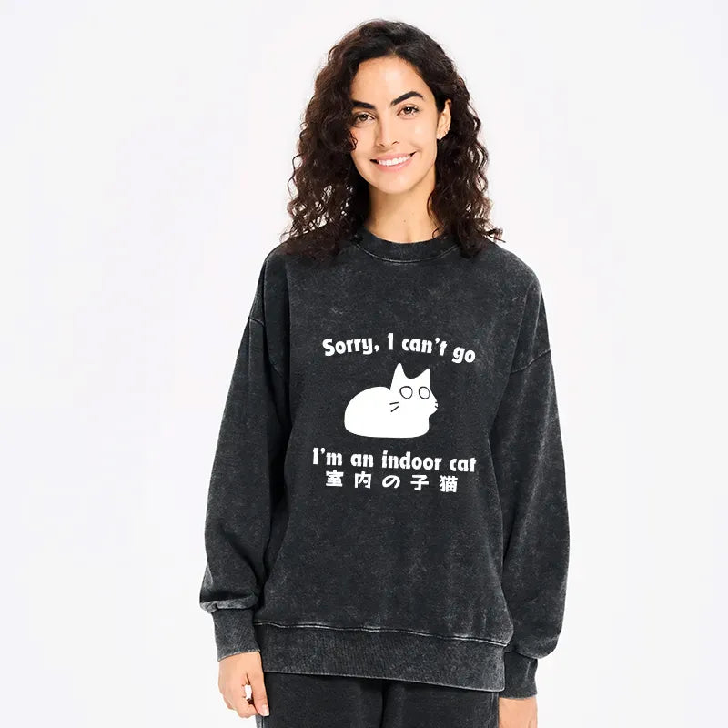 Unisex Washed Sweatshirt with Japanese Lion Art