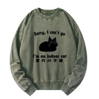 Unisex Washed Sweatshirt with Japanese Lion Art