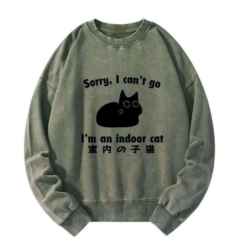 Unisex Washed Sweatshirt with Japanese Lion Art
