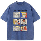Washed unisex cat tee for daily wear