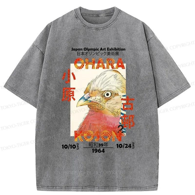 Japanese Bird Poster Washed T-Shirt