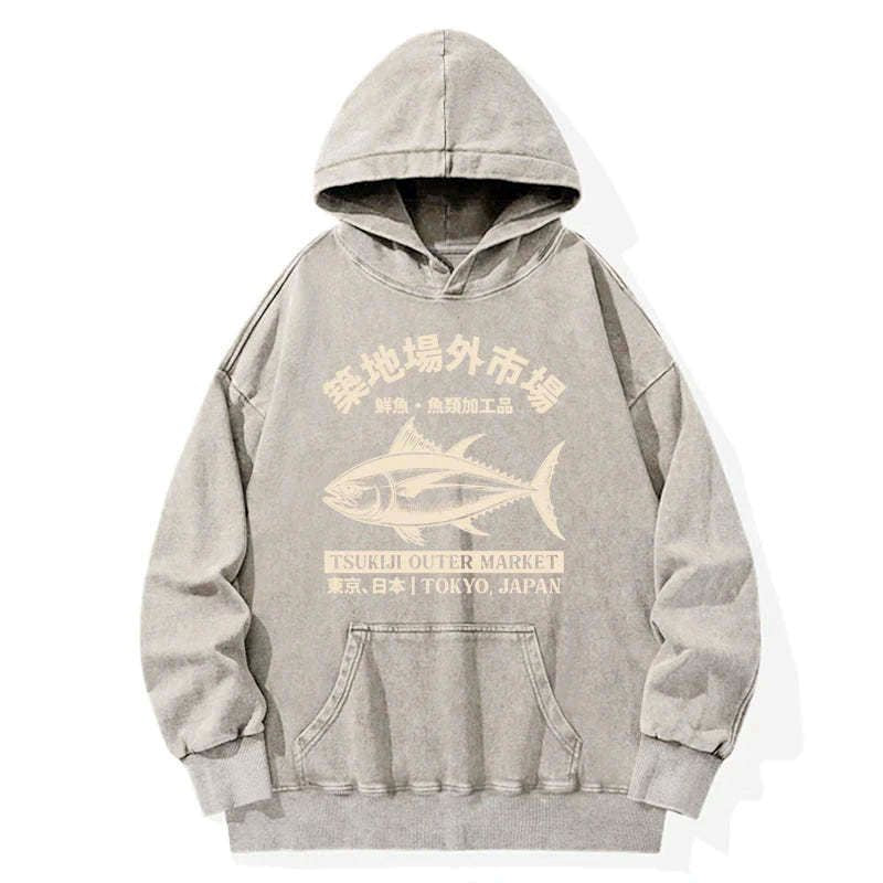 Japanese Tsukiji Fish Market washed hoodie