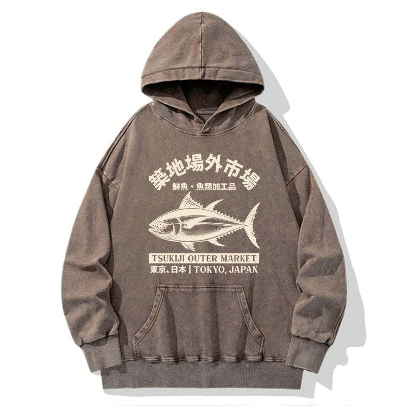Japanese Tsukiji Fish Market washed hoodie