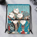 Kyoto-Lion Formal Gathering of Ukiyo-e Cat Nobles Drawstring Backpack
