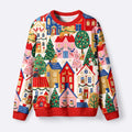 Kyoto-Lion Christmas Cat Town Fuzzy Christmas Ugly Sweatshirt