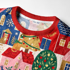 Kyoto-Lion Christmas Cat Town Fuzzy Christmas Ugly Sweatshirt