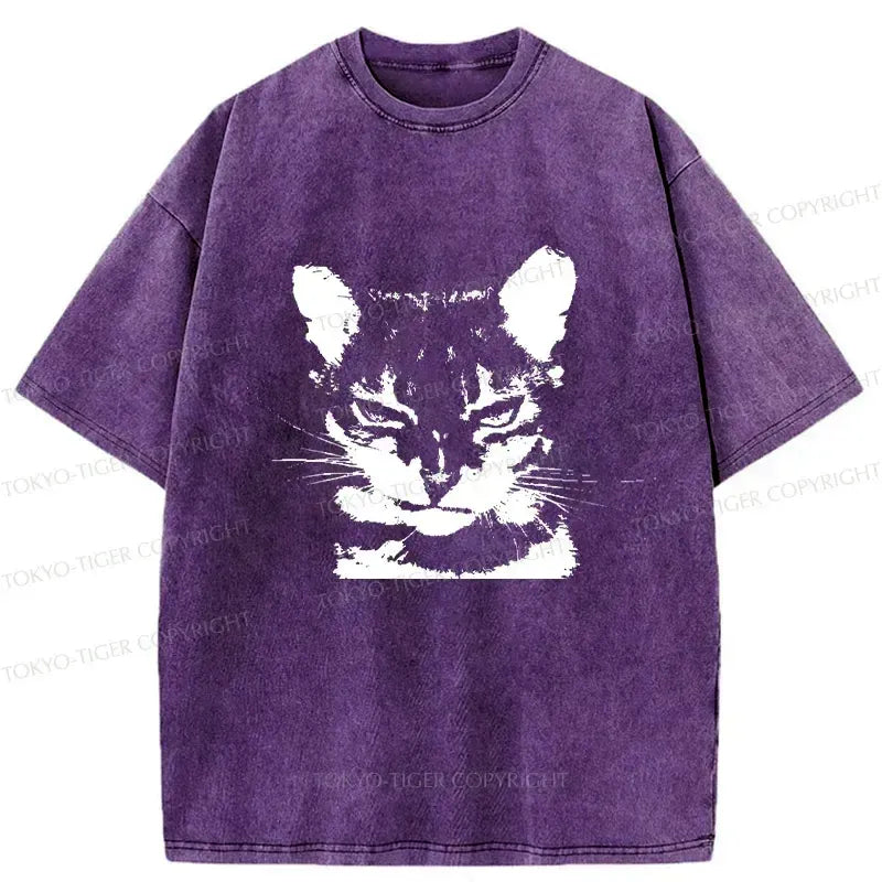Japanese Smirking Cat Washed T-Shirt