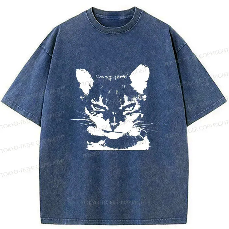 Japanese Smirking Cat Washed T-Shirt