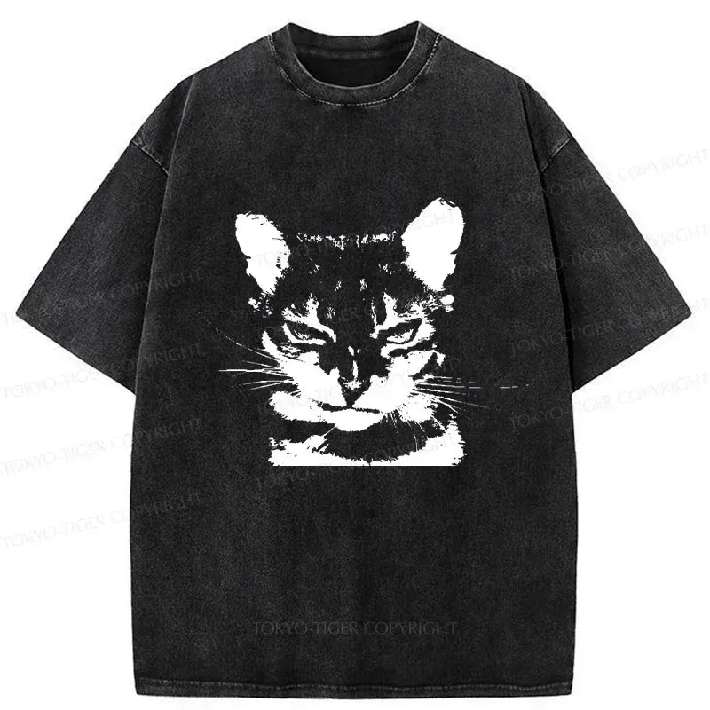 Kyoto-Lion Smirking Cat Washed T-Shirt