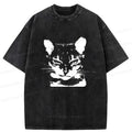 Kyoto-Lion Smirking Cat Washed T-Shirt
