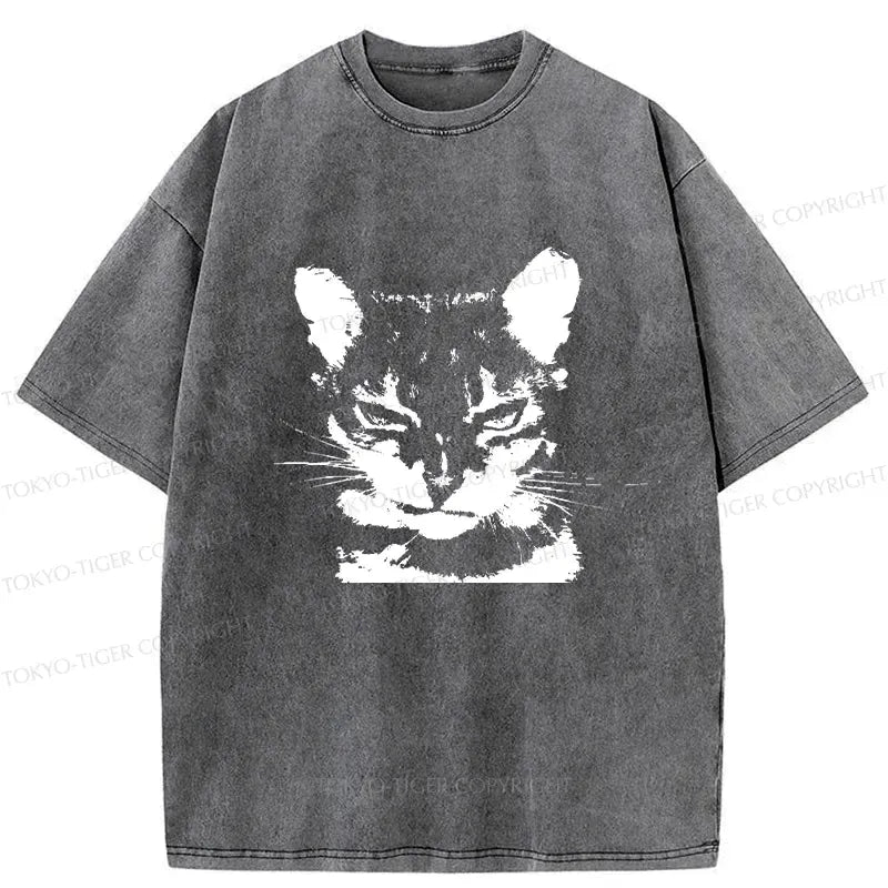 Japanese Smirking Cat Washed T-Shirt
