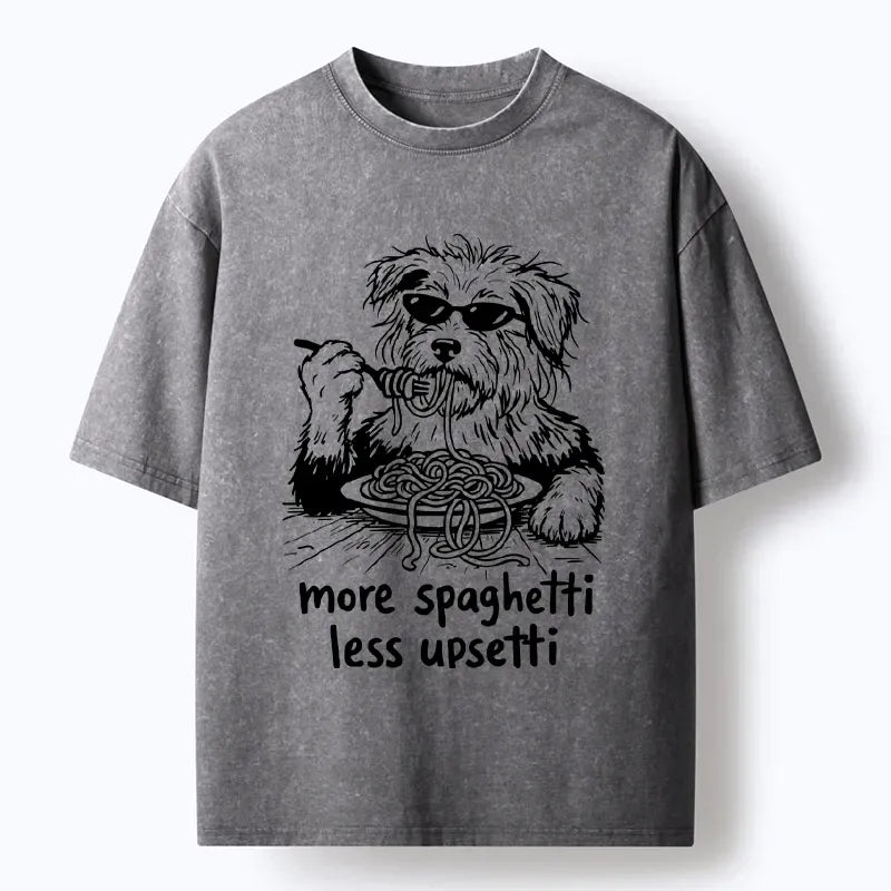 Kyoto-Lion Cool Dog Eating Spaghetti Like A Boss Washed T-Shirt