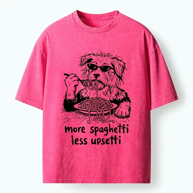 Kyoto-Lion Cool Dog Eating Spaghetti Like A Boss Washed T-Shirt