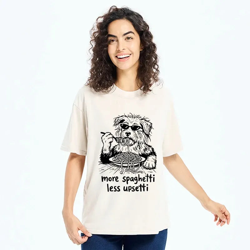 Kyoto-Lion Cool Dog Eating Spaghetti Like A Boss Washed T-Shirt