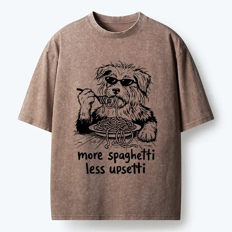 Kyoto-Lion Cool Dog Eating Spaghetti Like A Boss Washed T-Shirt
