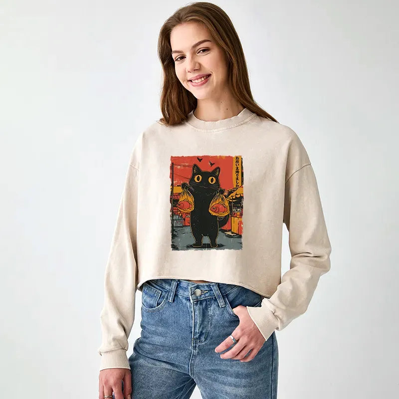 Best Seller Japanese Cat Sweatshirt for Women