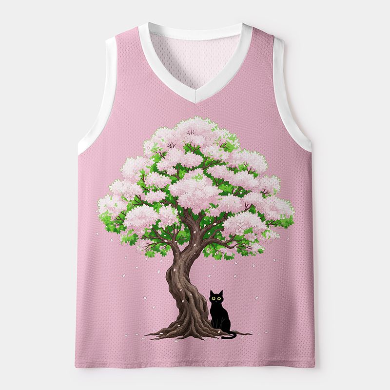kyoto lion sakura cat mesh tank top