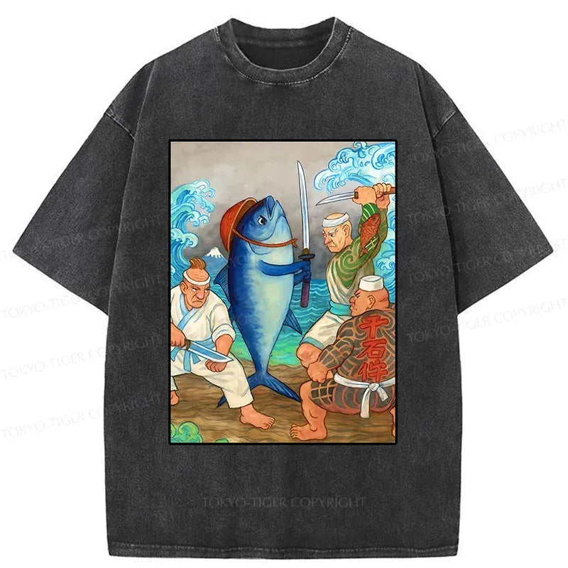 Kyoto-Lion Tuna VS Human Washed T-Shirt