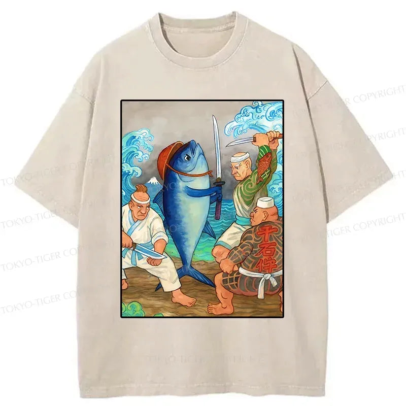 Kyoto-Lion Tuna VS Human Washed T-Shirt