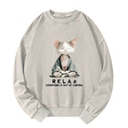 Washed Cat Sweatshirt for Relaxation