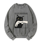 Japanese Black Cat Washed Sweatshirt