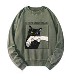 Japanese Black Cat Washed Sweatshirt