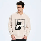 Japanese Black Cat Washed Sweatshirt