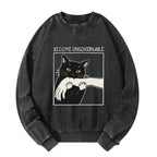 Black Cat Biting Sweatshirt Trendy
