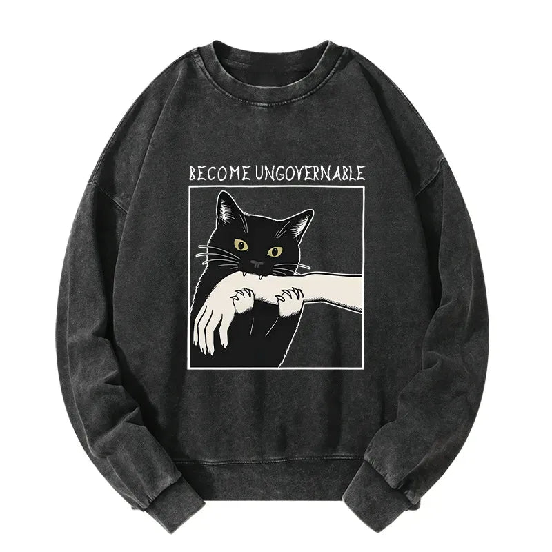 Black Cat Biting Sweatshirt Trendy