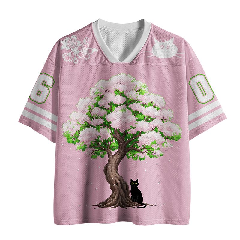 Japanese Sakura Cat Mesh Jersey Summer