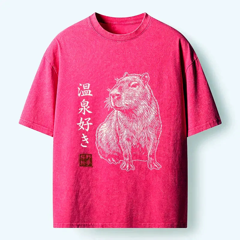Kyoto-Lion Hot Spring Enthusiasts Washed T-Shirt