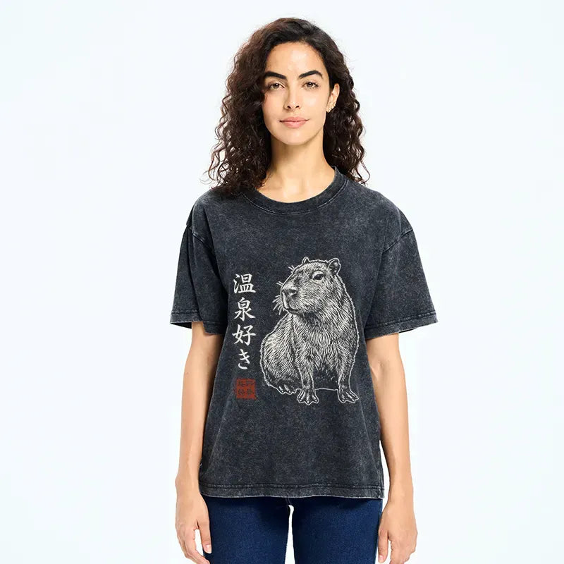 Unisex cotton t-shirt with Japanese lion design