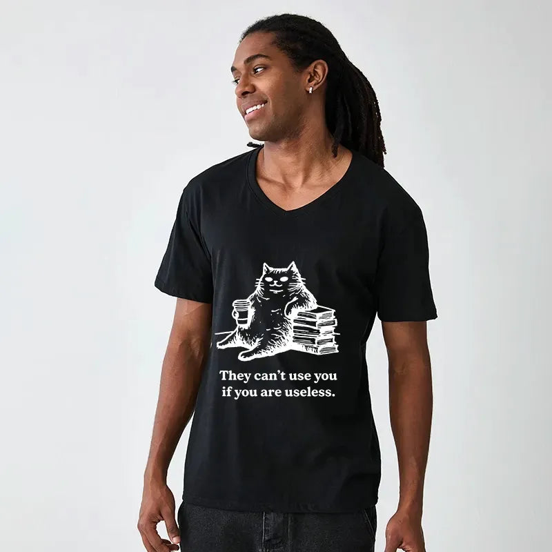 Kyoto-Lion Cat Proving Uselessness Is A Superpower V-Neck Classic T-Shirt