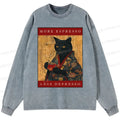 Japanese Cat Washed Long Sleeve Tee