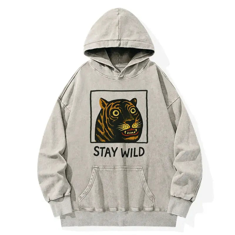 Cute Tiger Washed Hoodie for Daily Wear