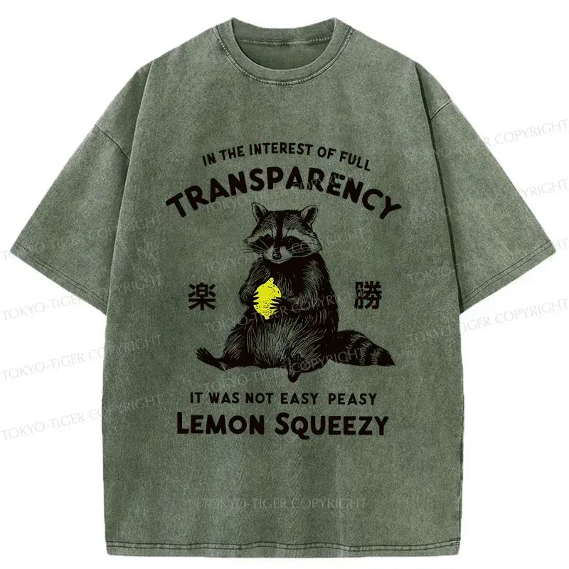 Kyoto-Lion Raccoon Holding A Lemon Washed T-Shirt
