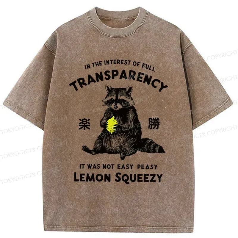 Kyoto-Lion Raccoon Holding A Lemon Washed T-Shirt