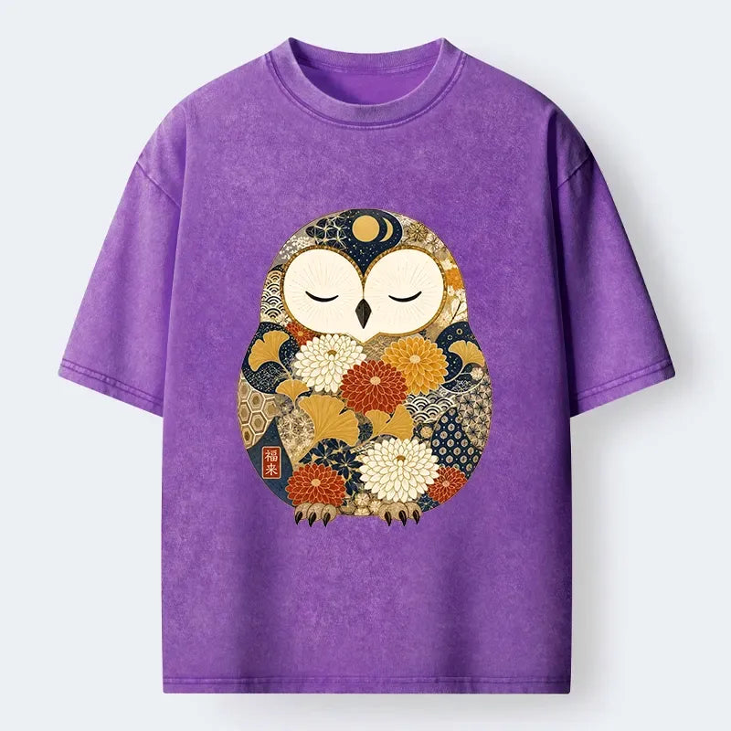 Peaceful Owl Washed T-Shirt for Everyday Wear