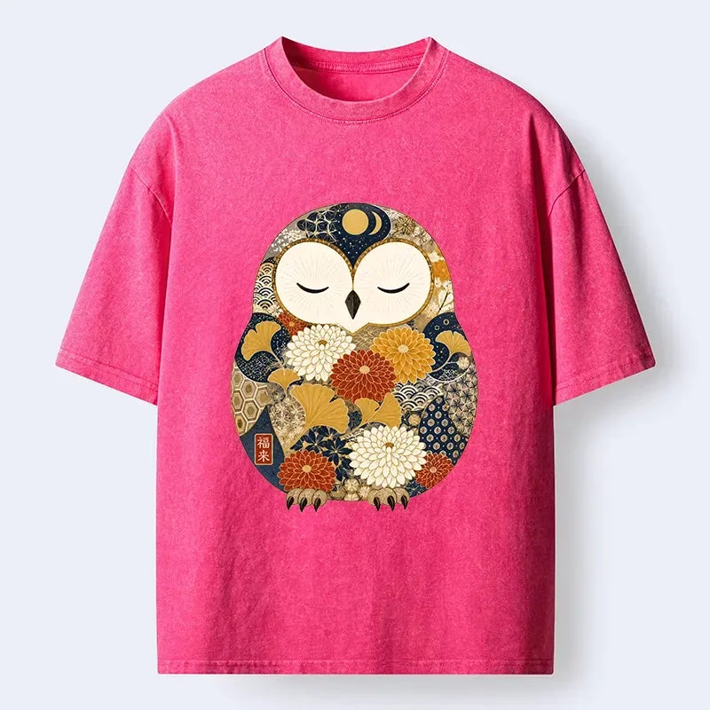 Peaceful Owl Washed T-Shirt for Everyday Wear