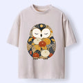 Kyoto-Lion Peaceful Floral Owl Washed T-Shirt