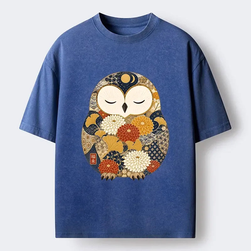 Peaceful Owl Washed T-Shirt for Everyday Wear