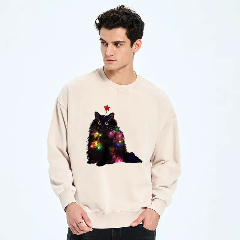 Washed Cat Sweatshirt for Holiday Sale