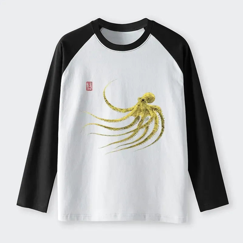 Retro Japanese octopus t-shirt for daily wear