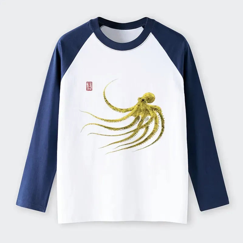Retro Japanese octopus t-shirt for daily wear