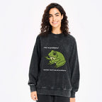 Kyoto-Lion Stupid Frog Meme Washed Sweatshirt